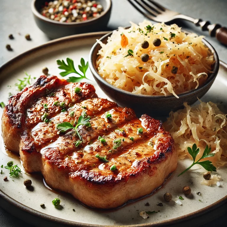 Rezeptbild Steak vom Schwein mit Sauerkraut